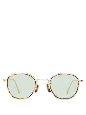 Matchesfashion.com 817 Blanc Lnt - Round Titanium & Acetate Sunglasses - Mens - Gold