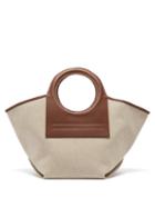 Hereu - Cala Small Canvas And Leather Tote Bag - Womens - Brown Multi