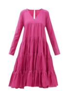 Matchesfashion.com Merlette - Rodas Tiered Pima-cotton Dress - Womens - Dark Pink