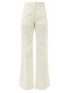Matchesfashion.com Victoria Beckham - High-rise Canvas Flared Trousers - Womens - Ivory