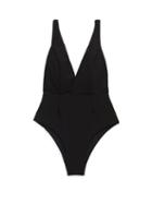 Matchesfashion.com Haight - Fernanda V-neck Crepe Swimsuit - Womens - Black