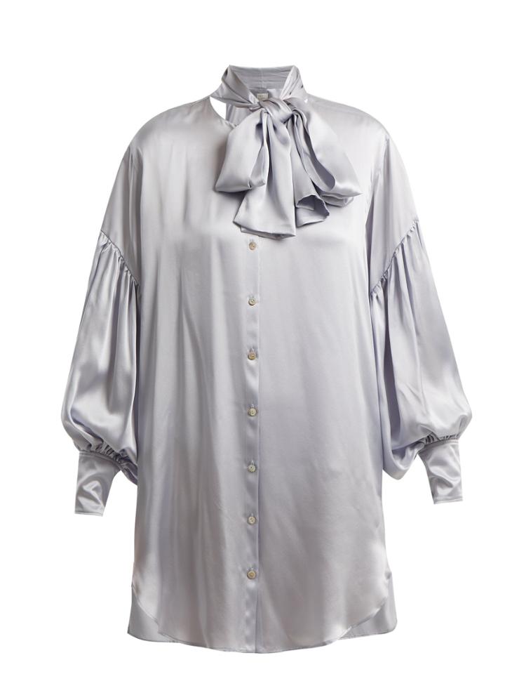 Hillier Bartley Balloon-sleeve Oversized Silk Shirtdress