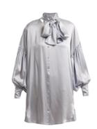 Hillier Bartley Balloon-sleeve Oversized Silk Shirtdress