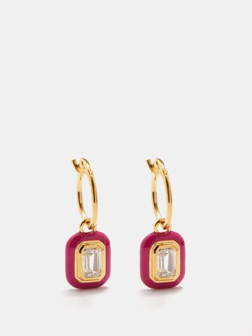 Missoma - Enamel & 18kt Recycled Gold-vermeil Hoop Earrings - Womens - Pink Multi