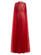 Valentino Sleeveless Tulle-overlay And Lace Gown
