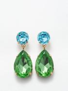 Roxanne Assoulin - Hip Hop But Not Crystal Earrings - Womens - Blue/green