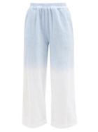 Terry - Capri Tie-dye Cotton-terry Trousers - Womens - Blue