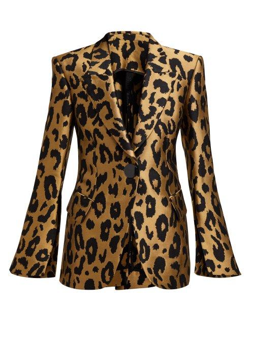 Matchesfashion.com Petar Petrov - Justin Leopard Print Jacquard Blazer - Womens - Gold Multi