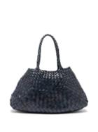 Ladies Bags Dragon Diffusion - Santa Croce Large Woven-leather Tote Bag - Womens - Navy