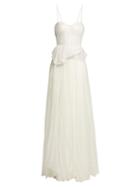 Matchesfashion.com Maria Lucia Hohan - Godiva Pleated Silk Blend Gown - Womens - White