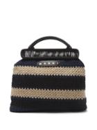 Ladies Bags Marni Market - Stripe-crochet Cotton Handbag - Womens - Black Stripe