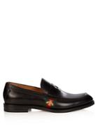 Gucci Web-panelled Leather Penny Loafers