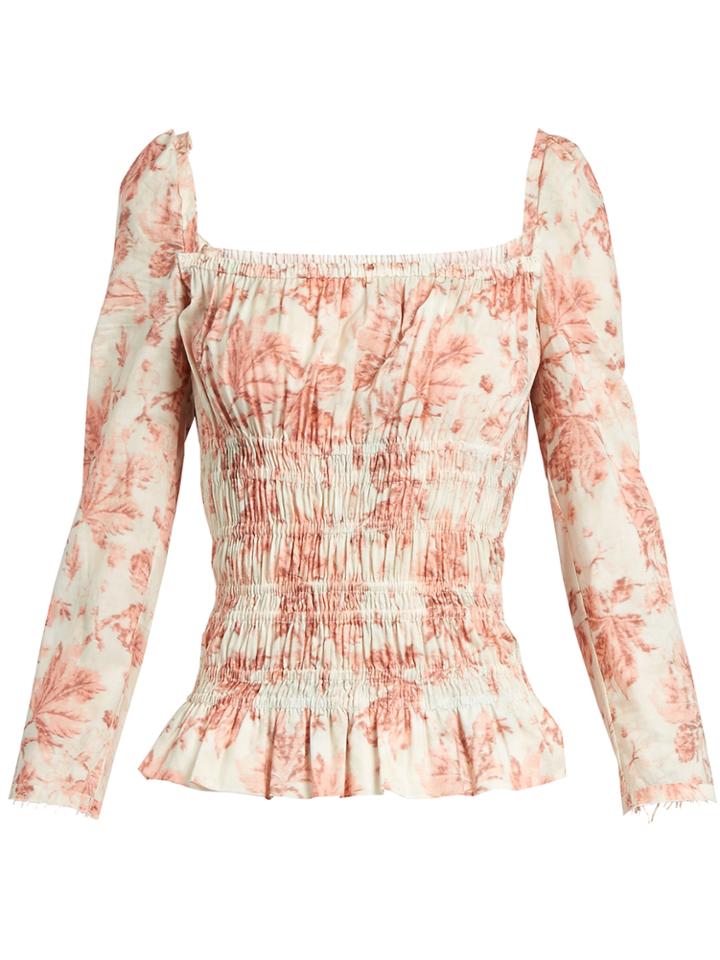 Brock Collection Taylor Square-neck Floral-print Cotton Top
