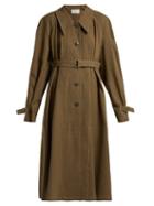 Matchesfashion.com Lemaire - Single Breasted Linen And Cotton Blend Trench Coat - Womens - Khaki