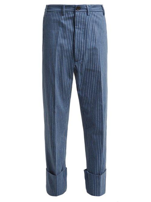 Matchesfashion.com Vivienne Westwood - Cropped Cotton Flannel Trousers - Womens - Blue