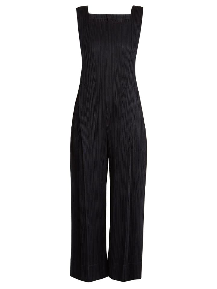 Pleats Please Issey Miyake Square-neck Sleeveless Pleated Jumpsuit