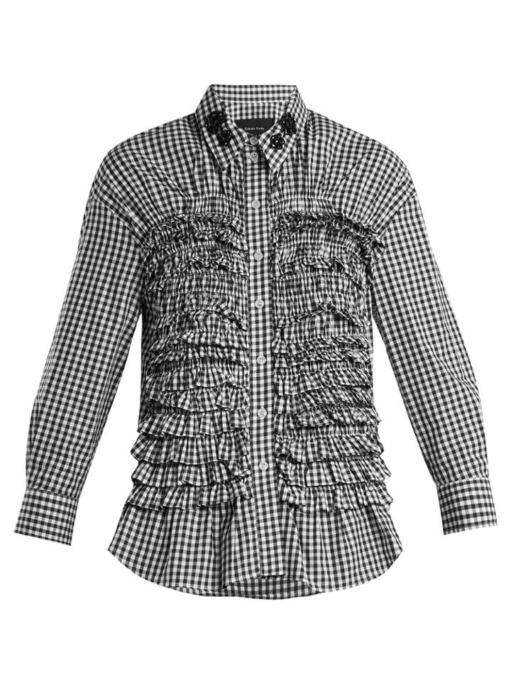 Simone Rocha Ruffled-panel Gingham Cotton Shirt