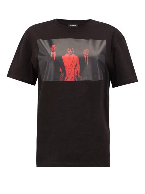 Matchesfashion.com Raf Simons - Twin Peaks-print Cotton-jersey T-shirt - Womens - Black