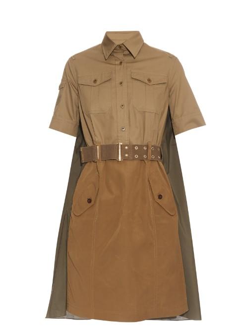 Kolor Drape-back Belted Cotton Dress