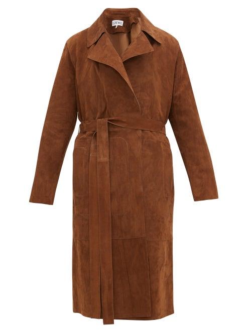 Matchesfashion.com Loewe - Belted Suede Coat - Mens - Camel