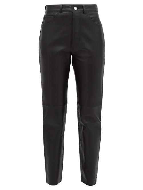 Matchesfashion.com Re/done Originals - Cropped Leather Cigarette Trousers - Womens - Black
