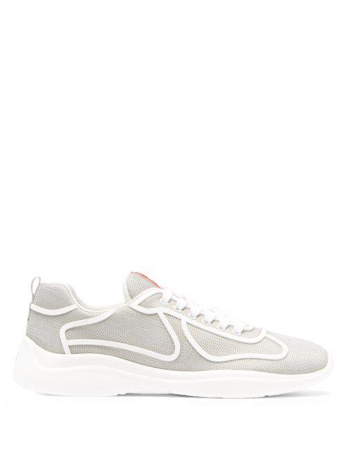 Matchesfashion.com Prada - New America's Cup Knitted Lace Up Trainers - Mens - Silver