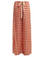 By. Bonnie Young Rose-print Wide-leg Silk-chiffon Trousers