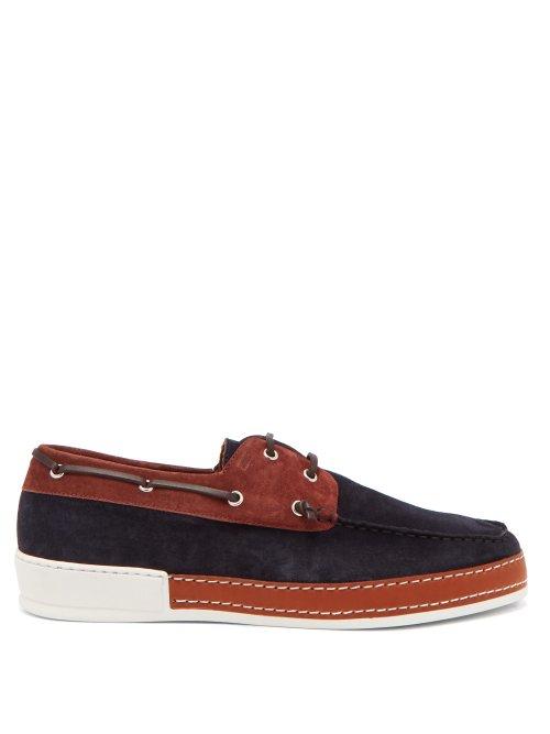 Matchesfashion.com Etro - Leather And Suede Deck Shoes - Mens - Navy
