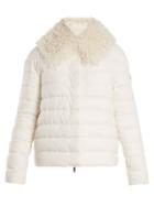 Matchesfashion.com Moncler - Shearling Trimmed Quilted Down Cashmere Jacket - Womens - Cream