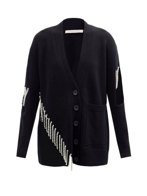 Christopher Kane - Cupchain-crystal Wool Cardigan - Womens - Black