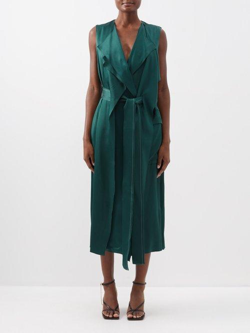 Victoria Beckham - Open-back Trench Crepe Midi Dress - Womens - Green