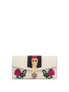 Matchesfashion.com Gucci - Sylvie Floral Appliqu Leather Wallet - Womens - White Multi
