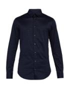 Matchesfashion.com Giorgio Armani - Diamond Flocked Cotton Shirt - Mens - Navy