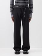 Maximilian Davis - Stone Belted Crepe Trousers - Mens - Black