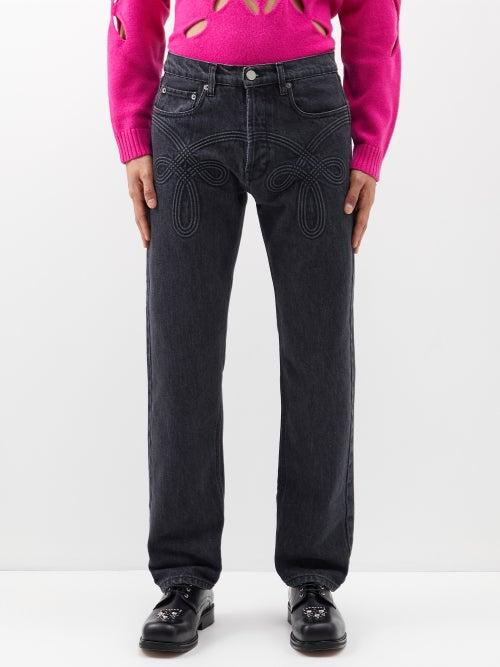 Stefan Cooke - Corded Braid Straight-leg Jeans - Mens - Grey