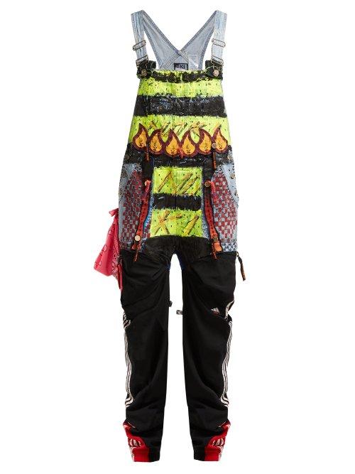 Matchesfashion.com Noki - Customised Street Couture Paint Denim Dungarees - Womens - Light Denim