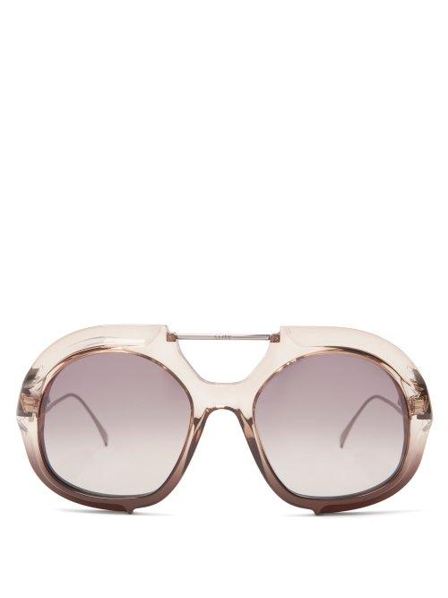Matchesfashion.com Fendi - Oversized Aviator Sunglasses - Womens - Black Multi