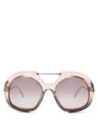 Matchesfashion.com Fendi - Oversized Aviator Sunglasses - Womens - Black Multi