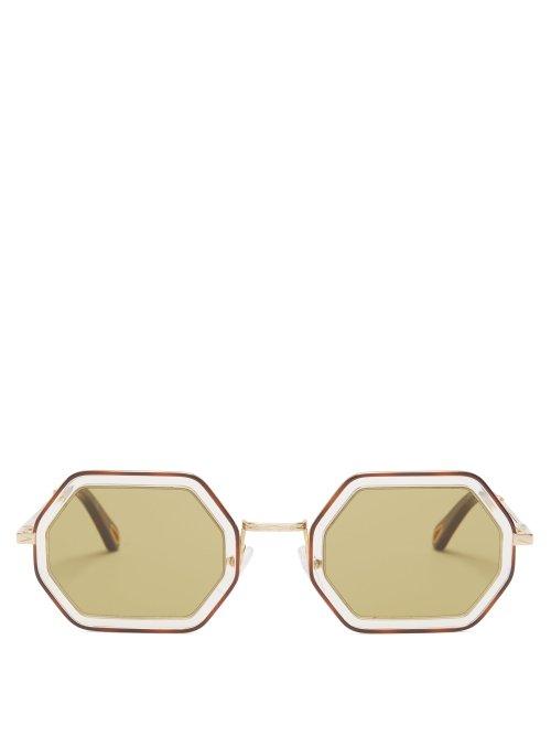 Matchesfashion.com Chlo - Tally Hexagon Frame Sunglasses - Womens - Dark Green