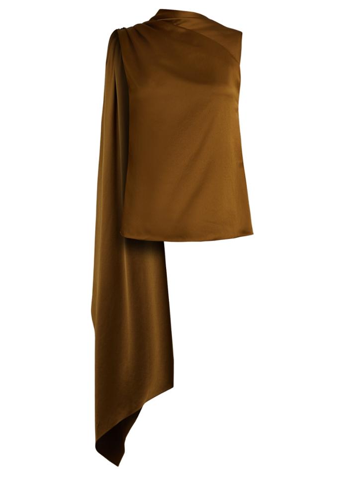 Osman Diana Draped-panel Asymmetric Satin Top