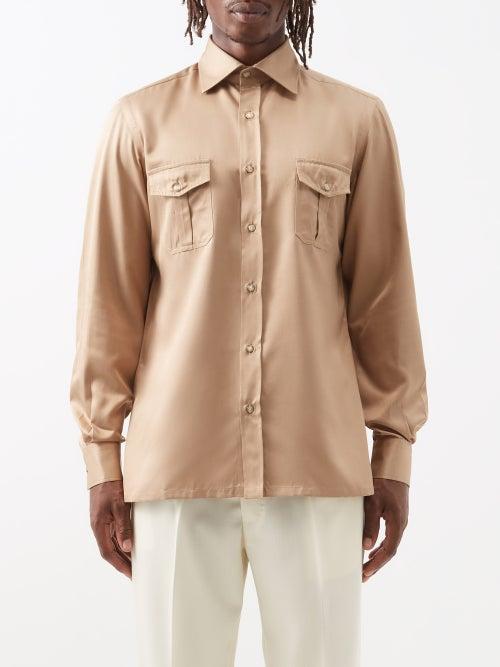 Giuliva Heritage - Antonio Silk-twill Shirt - Mens - Beige