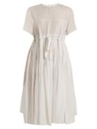 Thierry Colson Jours De Venise Pleated Cotton-blend Midi Dress
