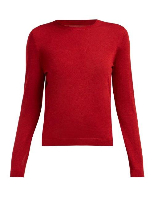 Matchesfashion.com Redvalentino - Point D'esprit Panelled Cashmere Blend Sweater - Womens - Red