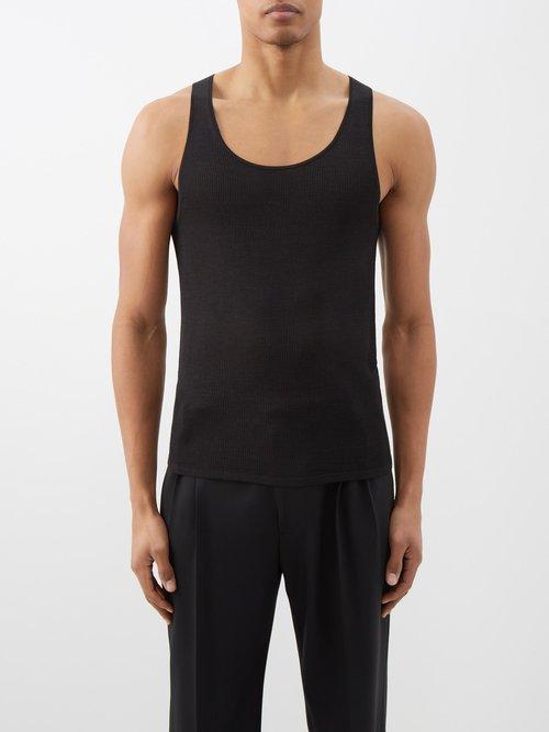 Nili Lotan - Gus Ribbed-knit Silk Tank Top - Mens - Black