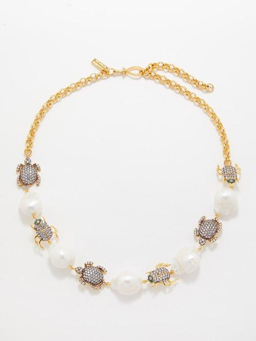 Begm Khan - 1883 Crystal & 24kt Gold-plated Choker - Womens - Gold Multi