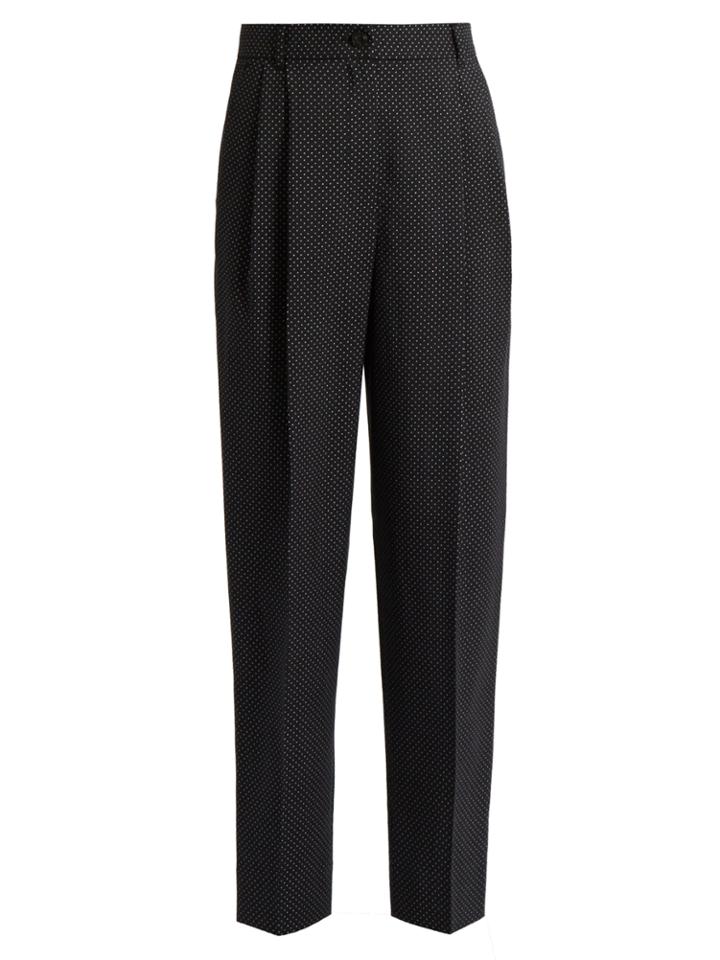 Dolce & Gabbana High-rise Polka-dot Print Wool Trousers