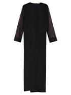 Matchesfashion.com Saint Laurent - Striped Wool-gauze Maxi Kaftan - Womens - Black