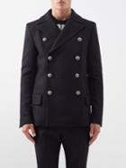 Balmain - Pressed Wool-blend Peacoat - Mens - Black