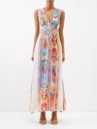 Lolita Jaca - Lea Embroidered-silk Maxi Dress - Womens - Multi