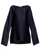 Matchesfashion.com The Row - Dylia Satin Blouse - Womens - Navy